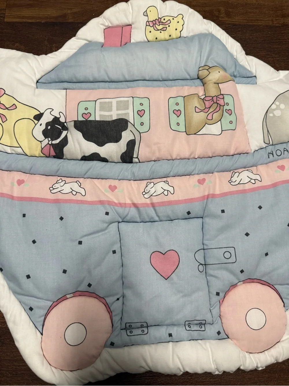 VTG 90s Daisy Kingdom Noah’s Nursery Ark Crib Quilt & Wall piece